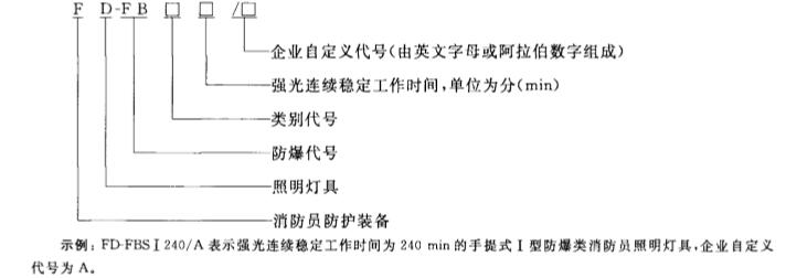 消防員照明燈具型號編制